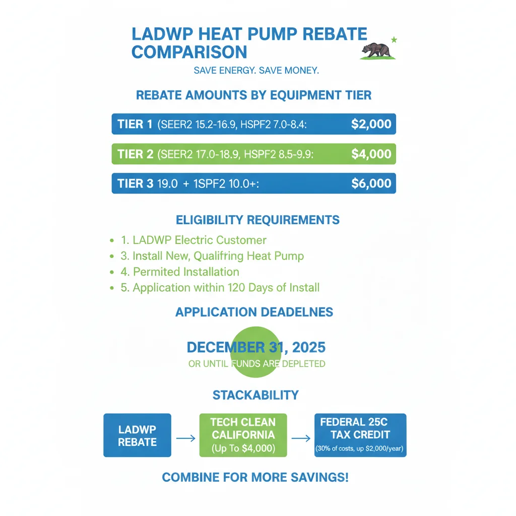 LADWP heat pump rebate program Los Angeles - infographic